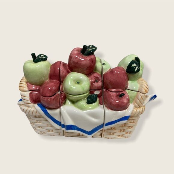 Boston Warehouse Trading Co. Apples in a Basket Canister Set - 3 section / 6 pc - Picture 2 of 3